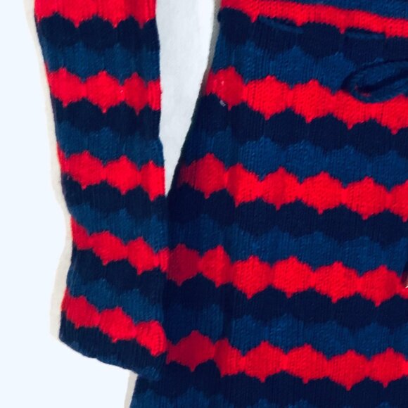 Knit long sleeve maxi turtle neck dress zip up striped red purple size 10 READ - Picture 9 of 16